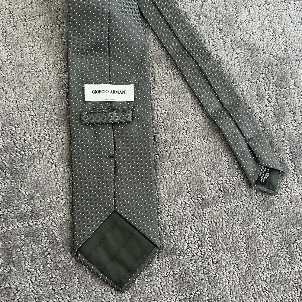 Giorgio Armani Gray Geometric Satin Silk Tie